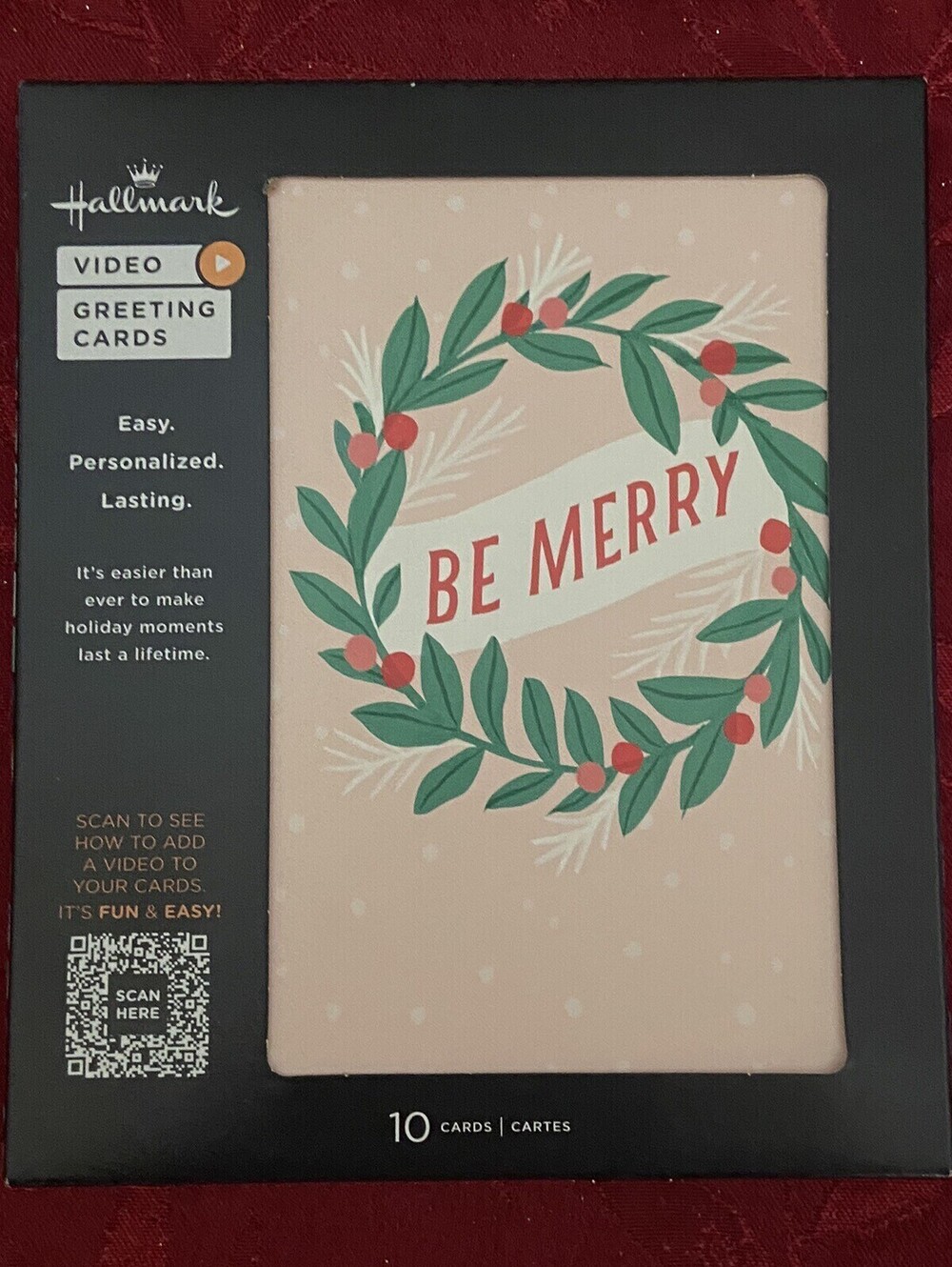 Hallmark Video Greeting Cards Personalized Pack of 10 Be Merry